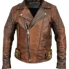Mens Vintage Distressed Quilted Motorcycle Jacket