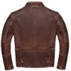 Men’s Vintage Moto Belted Style Collar Leather Motorcycle Riding Jacket For Sale