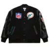 Miami Dolphins Black Out Vintage Letterman Varsity Jacket