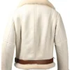 Miguel Beige Aviator Flight Pilot Sheepskin Bomber Leather Jacket with Detachable For Sale