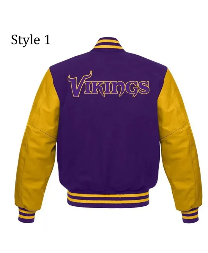 Minnesota Vikings Daxton Purple Varsity Jacket For Sale Back View