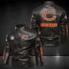 Morrie Chicago Bears Cafe Racer Black Leather Jacket