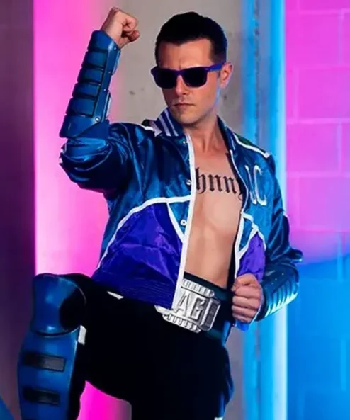 Mortal Kombat 11 Game Johnny Cage Blue Leather Jacket For Sale