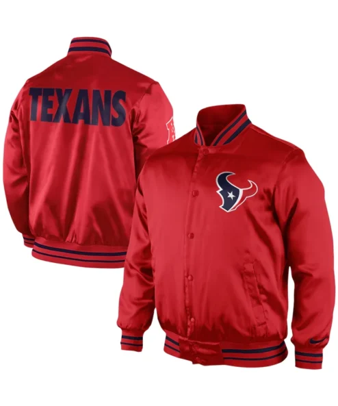NFL Houston Texans Red Satin Varsity Jacket