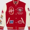 OVO San Francisco 49ers Red Wool Varsity Jacket