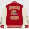OVO San Francisco 49ers Red Wool Varsity Jacket Back