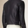 Padded Shoulder Asymmetrical Biker Leather Jacket