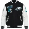 Philadelphia Eagles Black And White Letterman Varsity Jacket