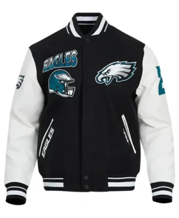 Philadelphia Eagles Black And White Letterman Varsity Jacket