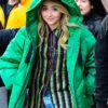 Sabrina Carpenter NYC Street Style Green Puffer Jacket For Sale