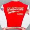 San Francisco 49ers 1990 Super Bowl XXIV Champions Red Varsity Jacket Back