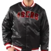 San Francisco 49ers Ace Black Satin Varsity Jacket