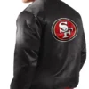 San Francisco 49ers Ace Black Satin Varsity Jacket Back