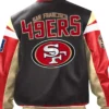 San Francisco 49ers Black Varsity Zip Leather Jacket For Sale