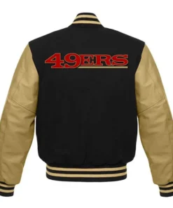 San Francisco 49ers Black and Gold Varsity Jacket Back