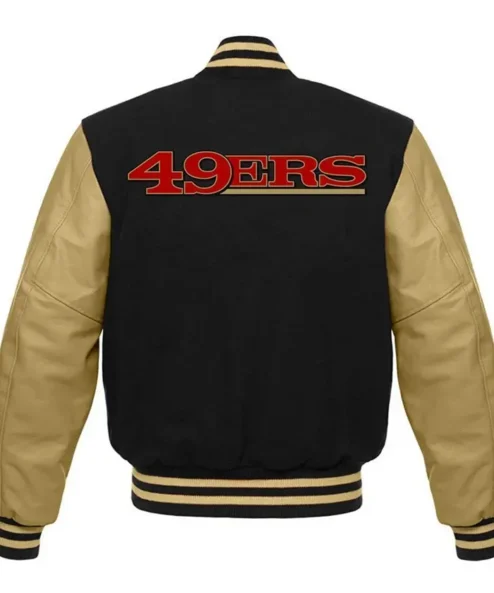 San Francisco 49ers Black and Gold Varsity Jacket Back