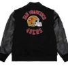 San Francisco 49ers Blackout Logo Satin Varsity Jacket Back