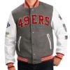 San Francisco 49ers Challenger Grey and White Varsity Jacket