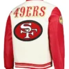 San Francisco 49ers Cream Wool Varsity Jacket Back
