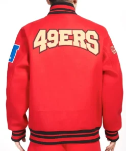 San Francisco 49ers Crest Emblem Red Wool Jacket Back