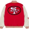 San Francisco 49ers Go Niners Red Letterman Jacket Back