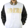 San Francisco 49ers Gold Patches Black and White Satin Jacket