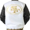 San Francisco 49ers Gold Patches Black and White Satin Jacket Back