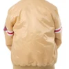San Francisco 49ers Gold Striped Satin Varsity Jacket Back