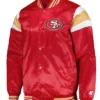 San Francisco 49ers Midweight Red Satin Varsity Jacket