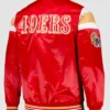 San Francisco 49ers Midweight Red Satin Varsity Jacket Back