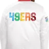 San Francisco 49ers Pride White Satin Varsity Jacket Back