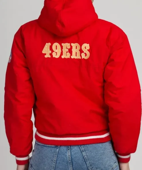 San Francisco 49ers Red Cropped Hooded Jacket Back