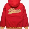 San Francisco 49ers Red Hooded Varsity Jacket Back