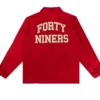 San Francisco 49ers Red Satin Windbreaker Back