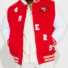 San Francisco 49ers Red and White Varsity Jacket