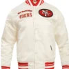 San Francisco 49ers Retro Satin White Varsity Jacket