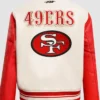 San Francisco 49ers Retro White and Red Varsity Jacket Back