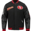 San Francisco 49ers Script Tail Black Wool Varsity Jacket