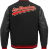 San Francisco 49ers Script Tail Black Wool Varsity Jacket Back