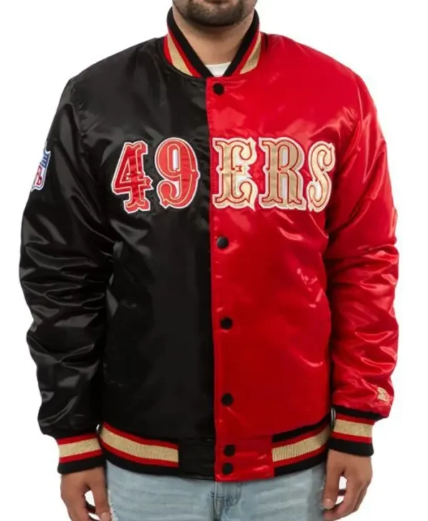 San Francisco 49ers Team Red and Black Varsity Jacket