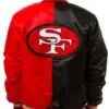 San Francisco 49ers Team Red and Black Varsity Jacket Back