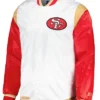 San Francisco 49ers Throwback Warm Up Pitch Varsity Satin Jacket