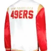 San Francisco 49ers Throwback Warm Up Pitch Varsity Satin Jacket Back