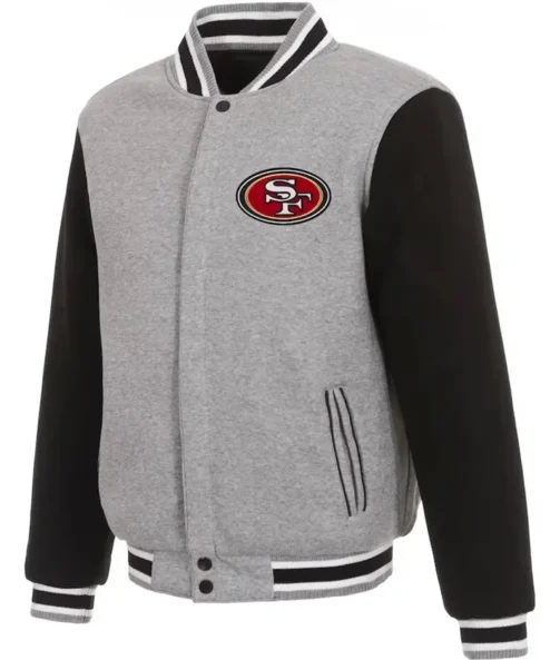 San Francisco 49ers Varsity Gray and Black Wool Jacket