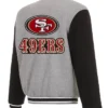 San Francisco 49ers Varsity Gray and Black Wool Jacket Back