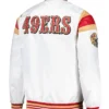San Francisco 49ers White Varsity Satin Jacket Back