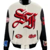 San Francisco 49ers White and Black Varsity Jacket