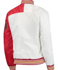 San Francisco 49ers White and Red Hometown Satin Jacket Back