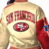 San Francisco 49ers Zone Blitz Scarlet and Gold Cropped Satin Jacket Back