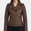 Sharon Brown Biker Distressed Leather Jacket